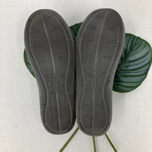 Crocs Black Gray Lightweight Swiftwater Wave Boat Beach Mary Jane Sandal Shoes - Picture 4 of 11